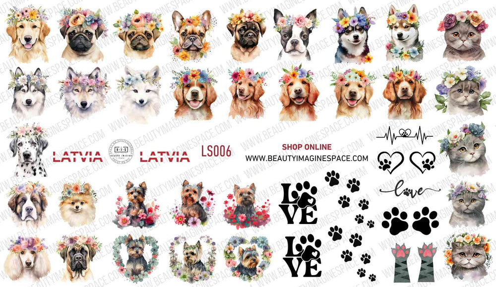 BIS Pure Nails Slider Nail Design Stickers Water Decals | FLUFFY ANIMALS LS006