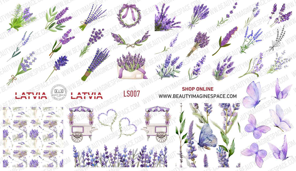 BIS Pure Nails nagu uzlīmes - dizaina slaideri | LAVANDAS LS007