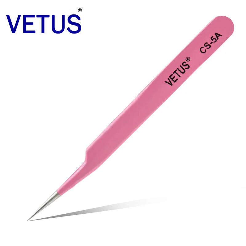 Genuine VETUS CS-5A tweezers for eyelash extensions, PINK
