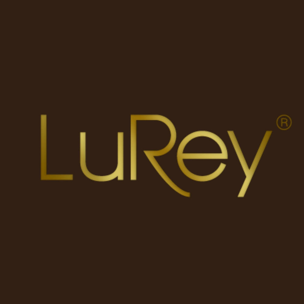 LuRey logo on a brown background eyelash and eyebrow growth serum