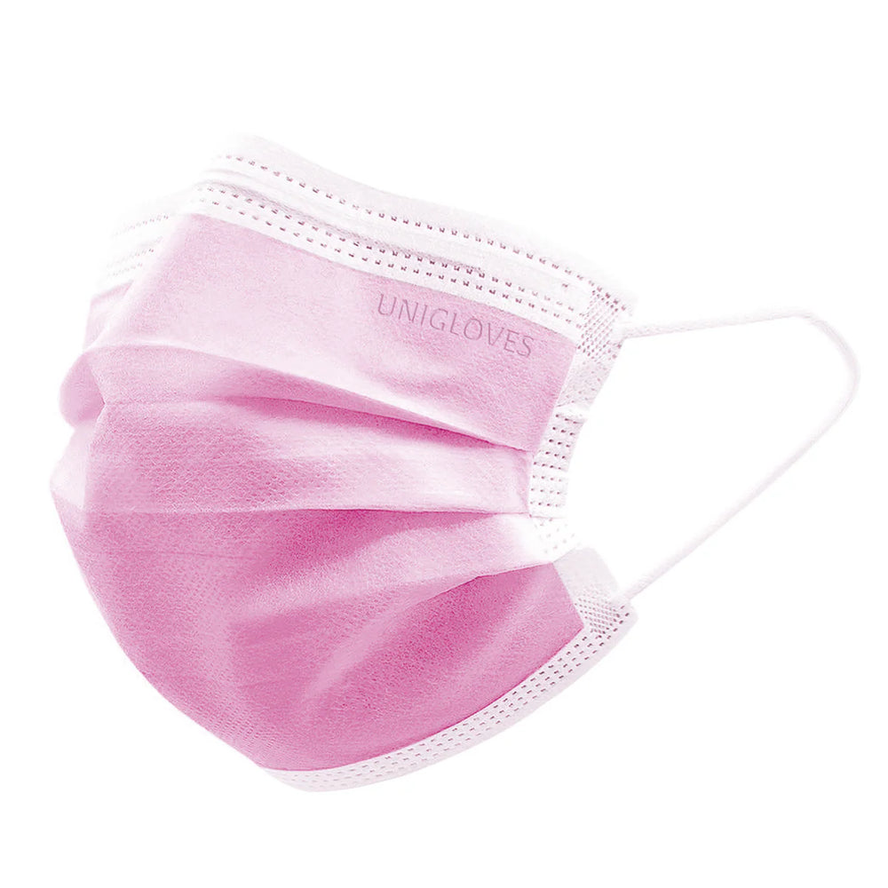 Unigloves ProfilPlus mask 3-play box of 50, PINK