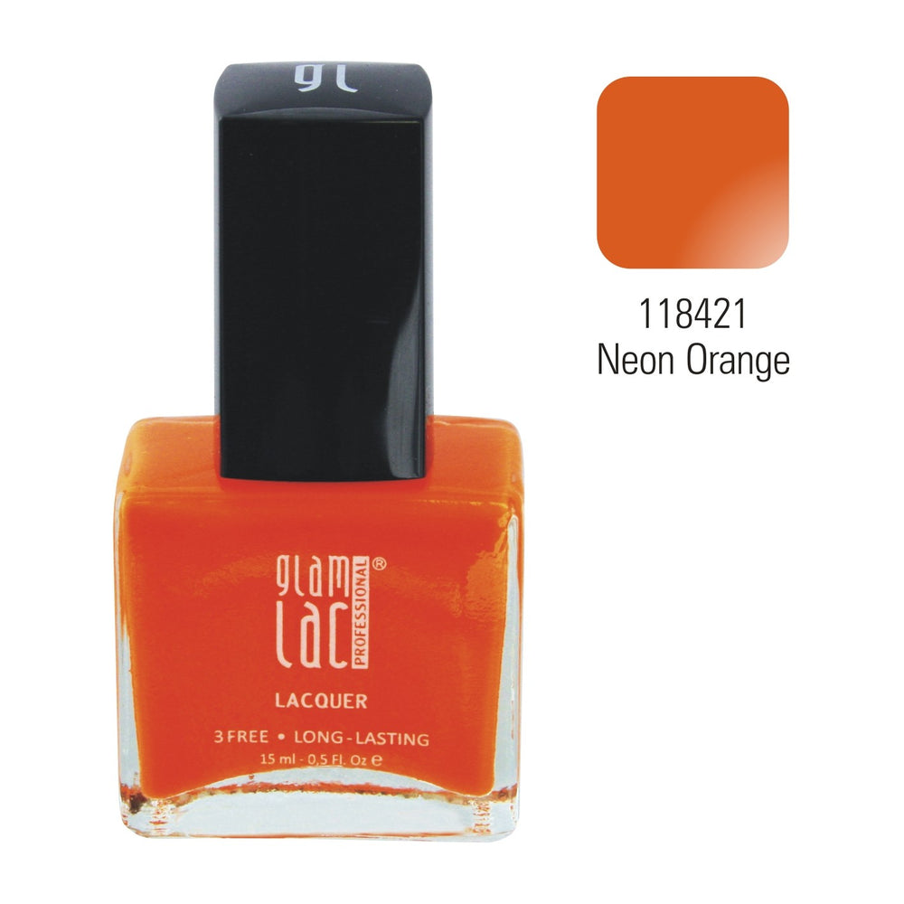 GlamLac gel effect nail lacquer polish 15 ml, 118421 NEON ORANGE