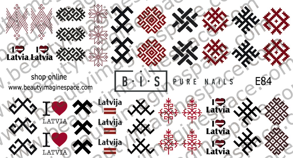 BIS Pure Nails nagu dizaina slaideri uzlīmes LATVIJA, E84