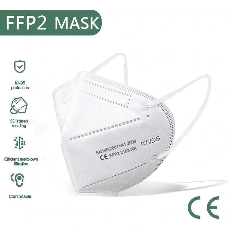 Medicine face mask KN95 respirator FFP2 pack of 10, WHITE