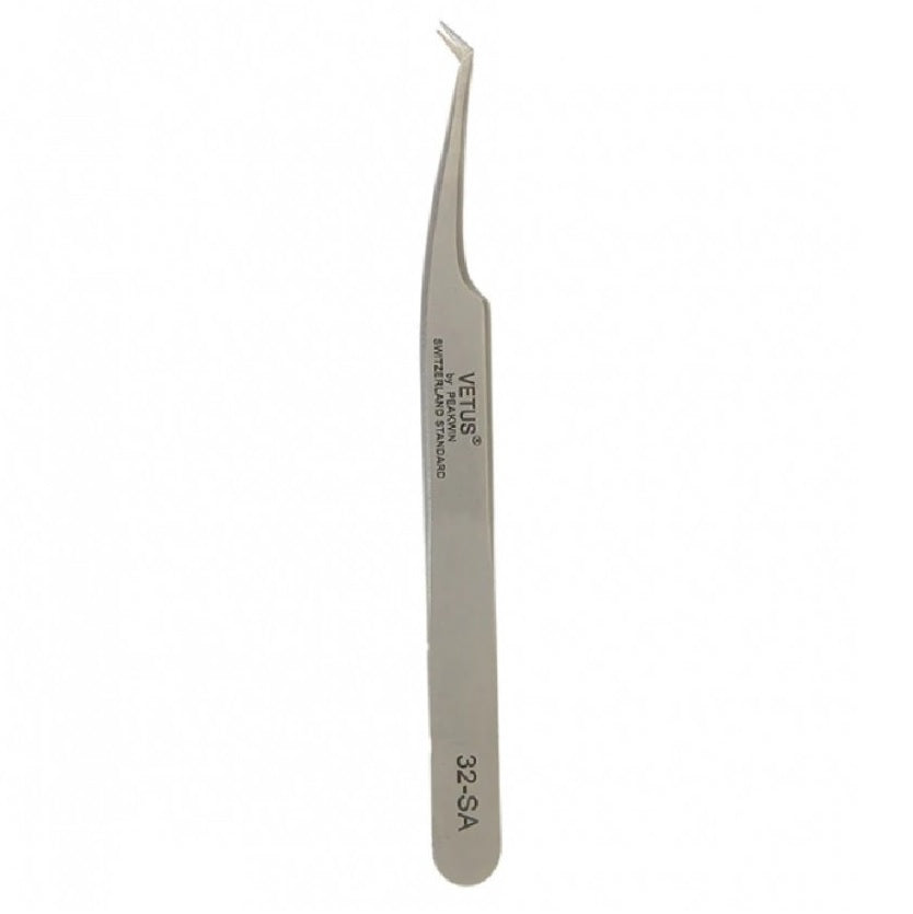 Genuine VETUS 32-SA tweezers for eyelash extensions, SILVER
