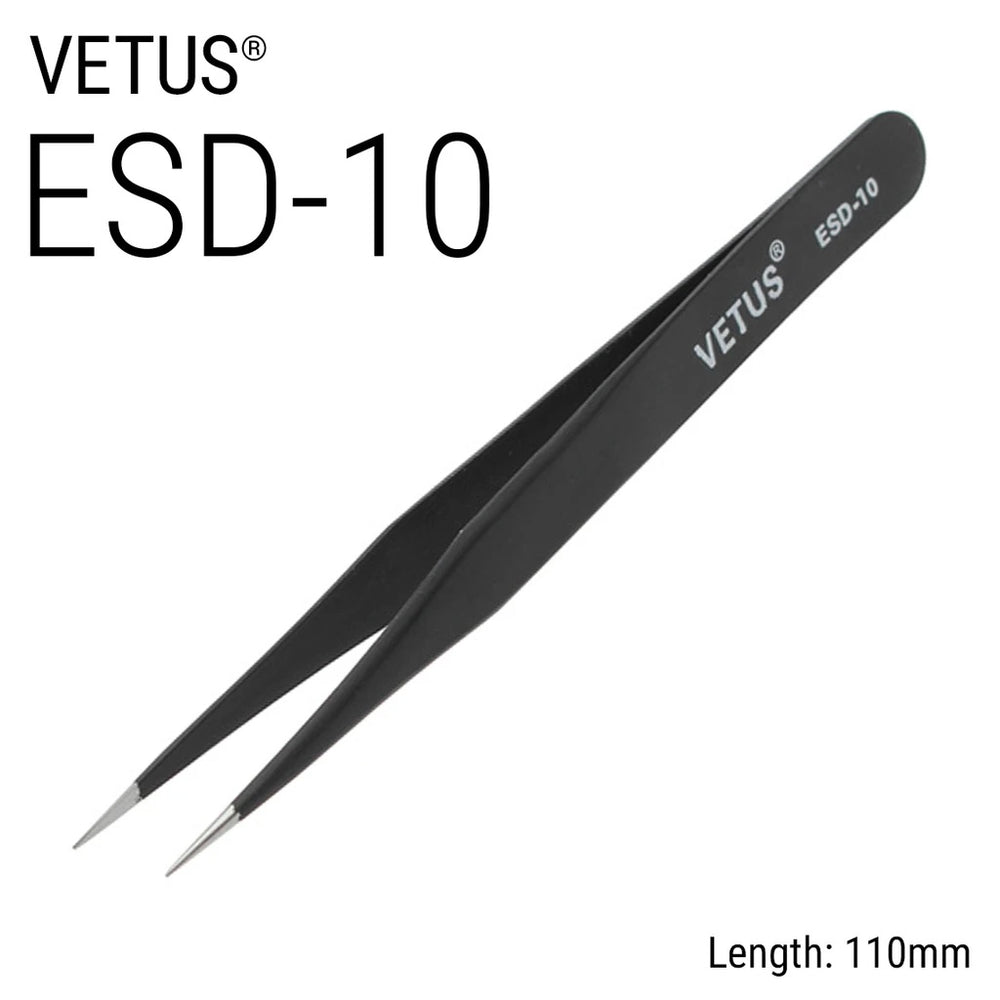 Genuine VETUS ESD-10 tweezers for eyelash extensions, BLACK