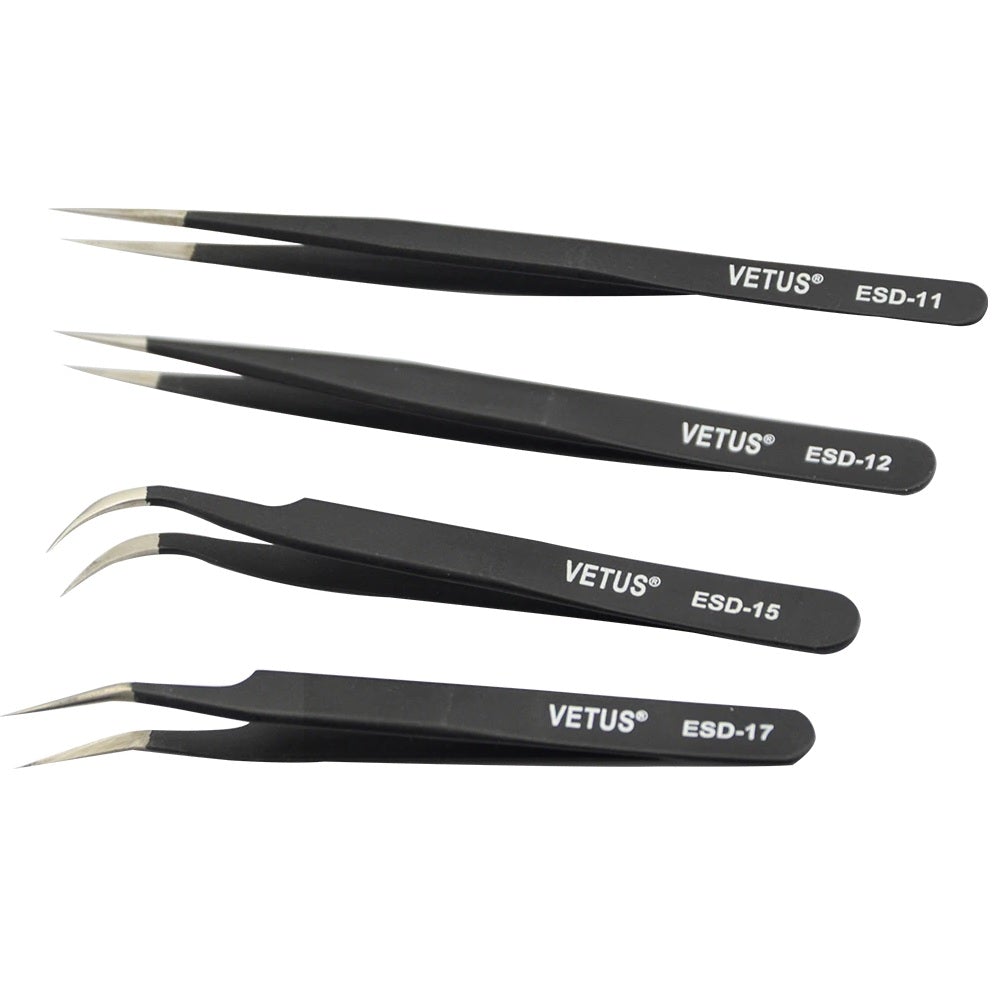 Genuine VETUS ESD-12 tweezers for eyelash extensions, BLACK