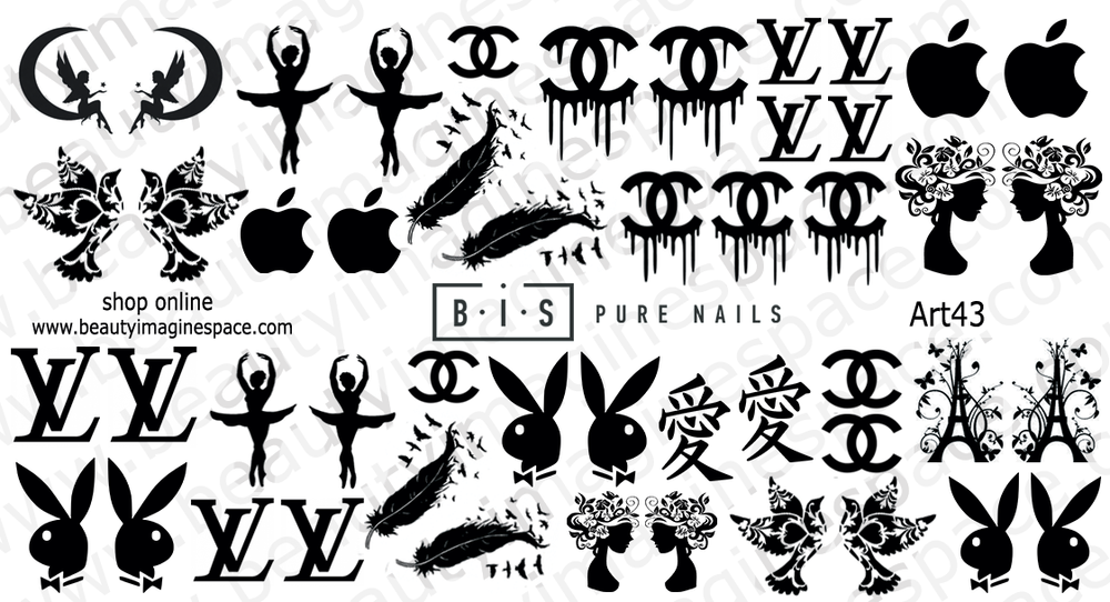 BIS Pure Nails  slider nail design sticker decal BRANDS, Art43