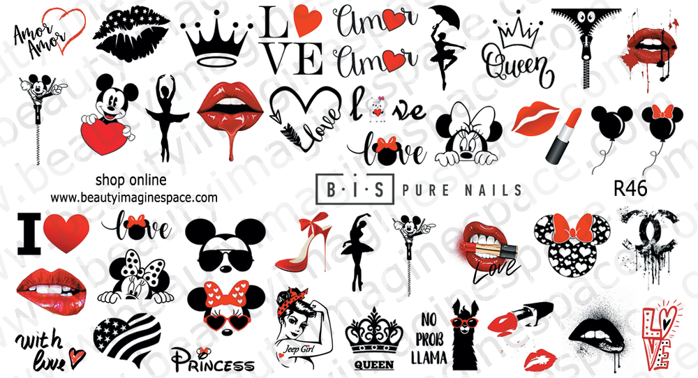 BIS Pure Nails  slider nail design sticker decal MICKEY LOVE, R46
