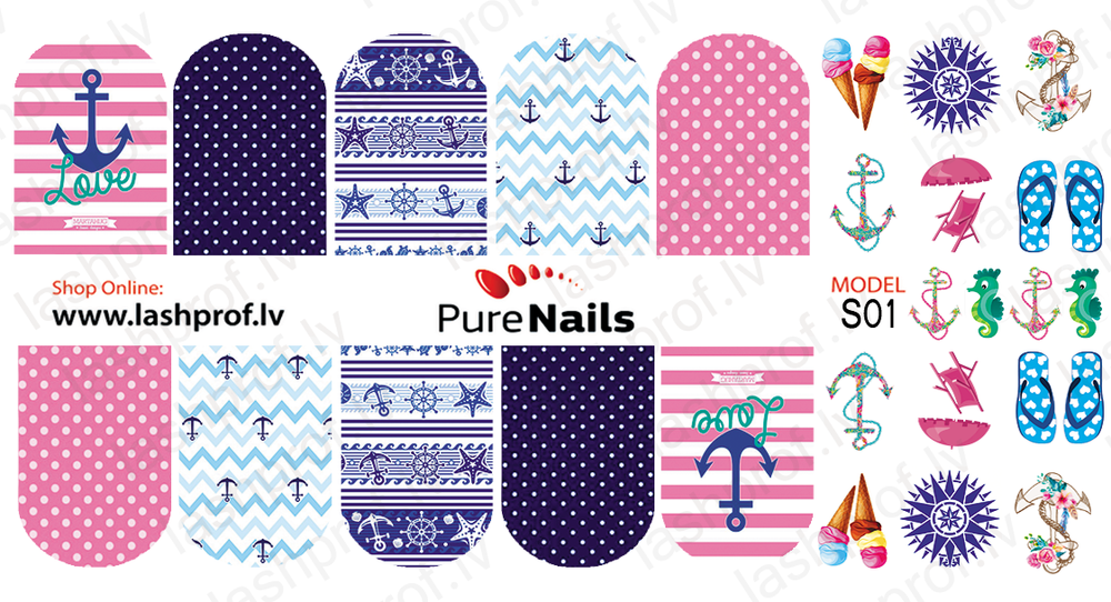 BIS Pure Nails  slider nail design sticker decal SUMMER JURMALA, S22
