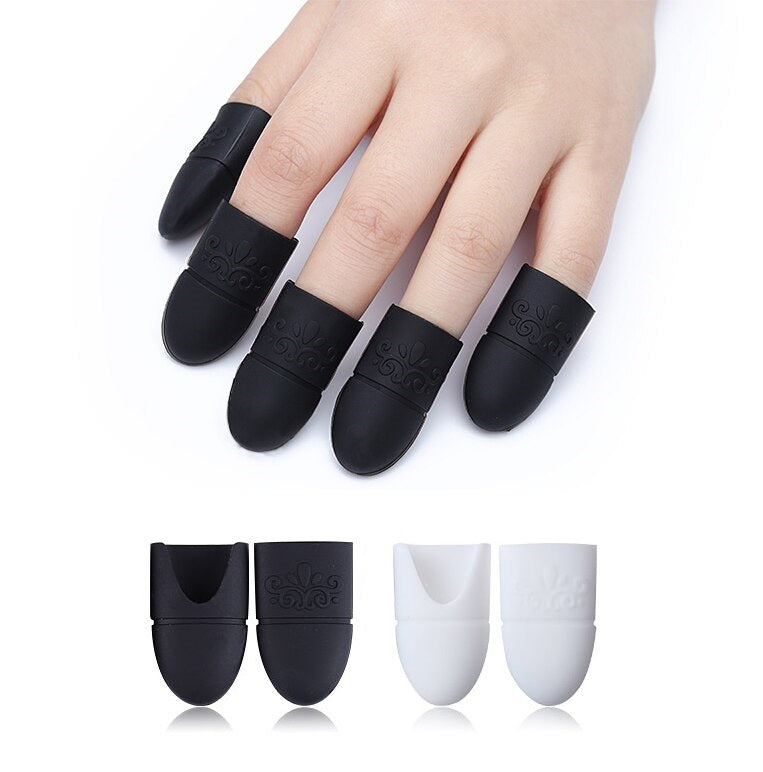 Soak-off gel polish Silicone nail wrap cap removal system black, 5pcs