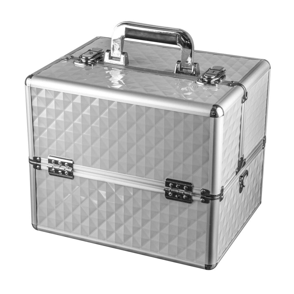 Cosmetic suitcase 3D design L silver, 32 x 27 x 25 cm