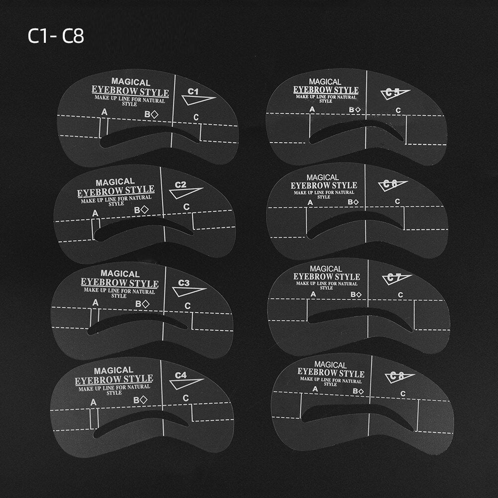 Eyebrow Shaping Template Stencils, models C1 - C8