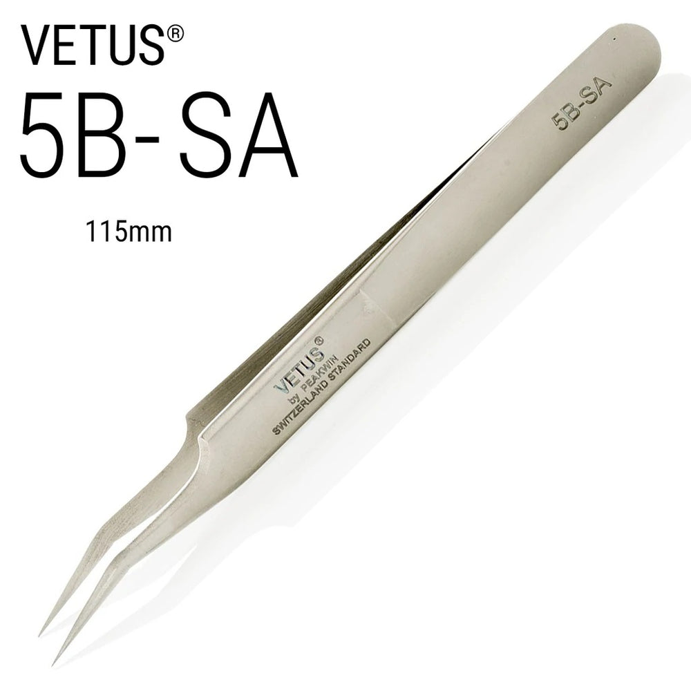 Genuine VETUS 5B-SA tweezers for eyelash extensions, SILVER