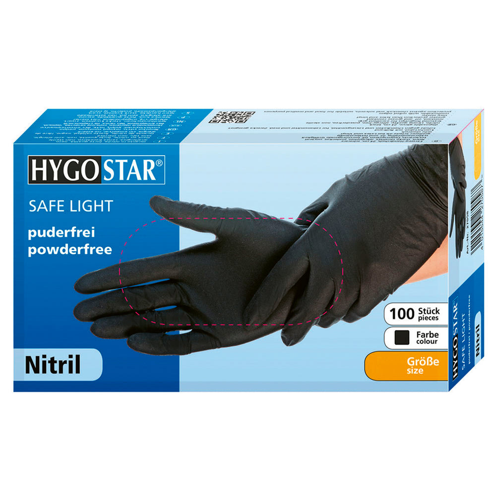Franz Mensch Hygostar black nitrile gloves 100 pcs, size XS, S, M or L