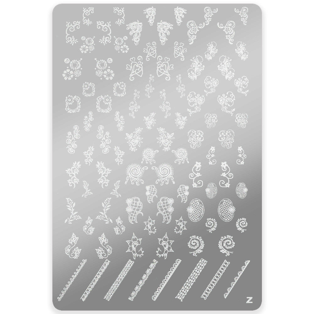 Template for Konad nail stamping art, large Z