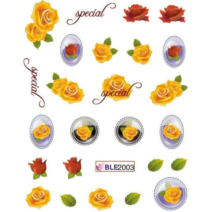 Nail art water decals nail design sticker BLE2003 yellow FLOWERS, final sale!