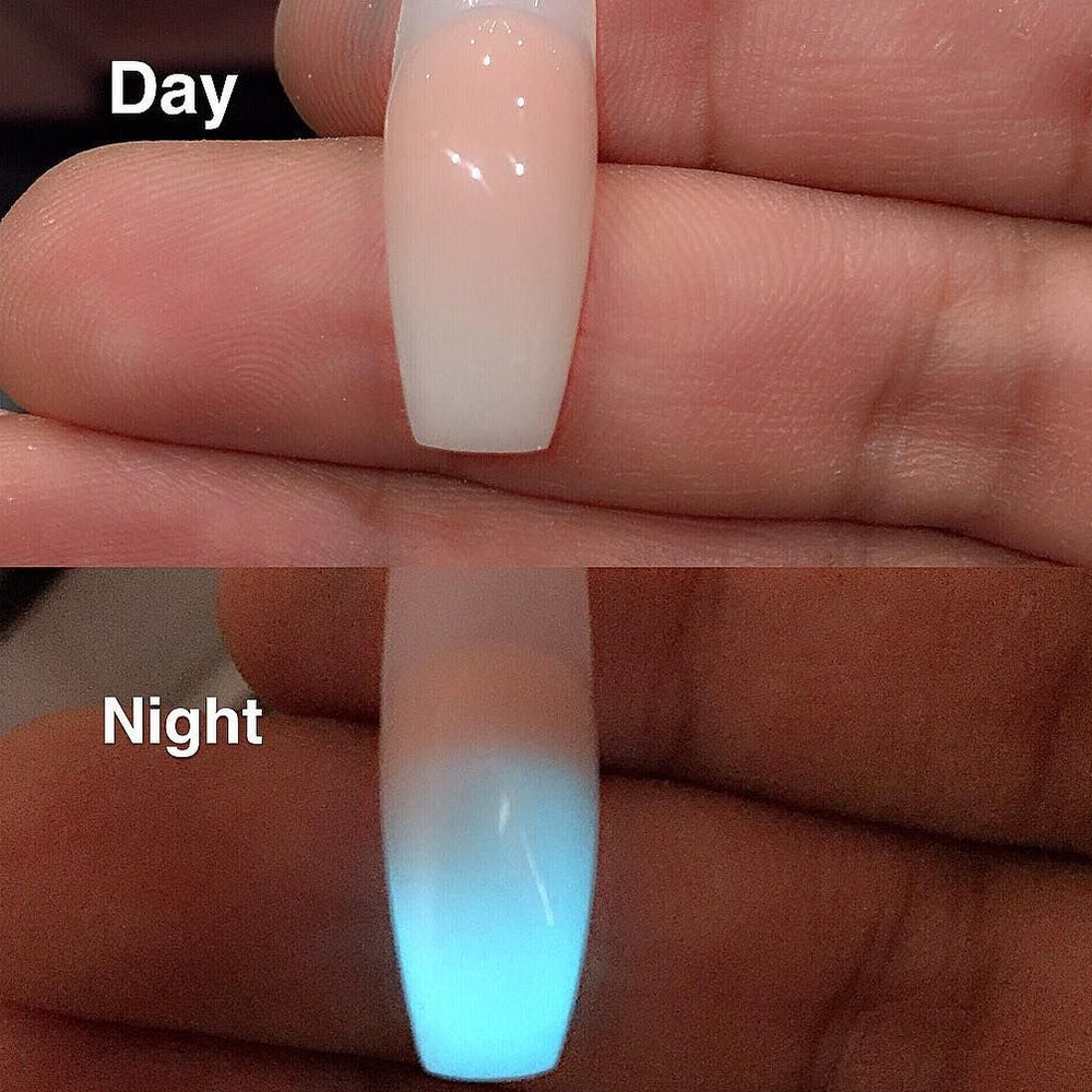 GLOW IN THE DARK nail art design, WHITE