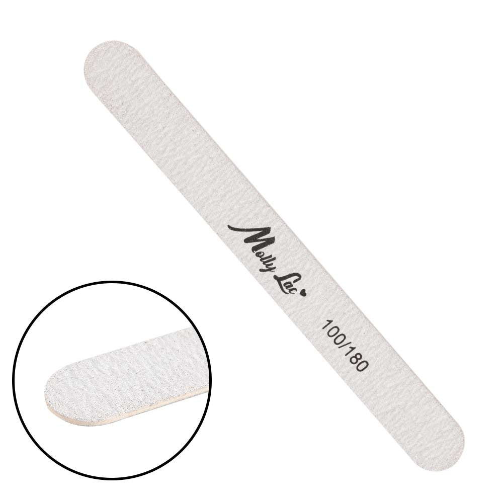 PRO nail file grey wooden slim STRAIGHT by MollyLac, 100/180
