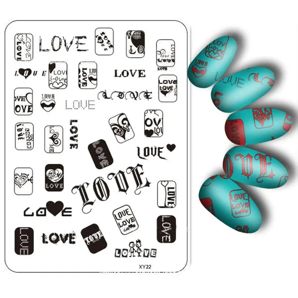 Template for Konad nail stamping art XY22, 105 x 145 mm