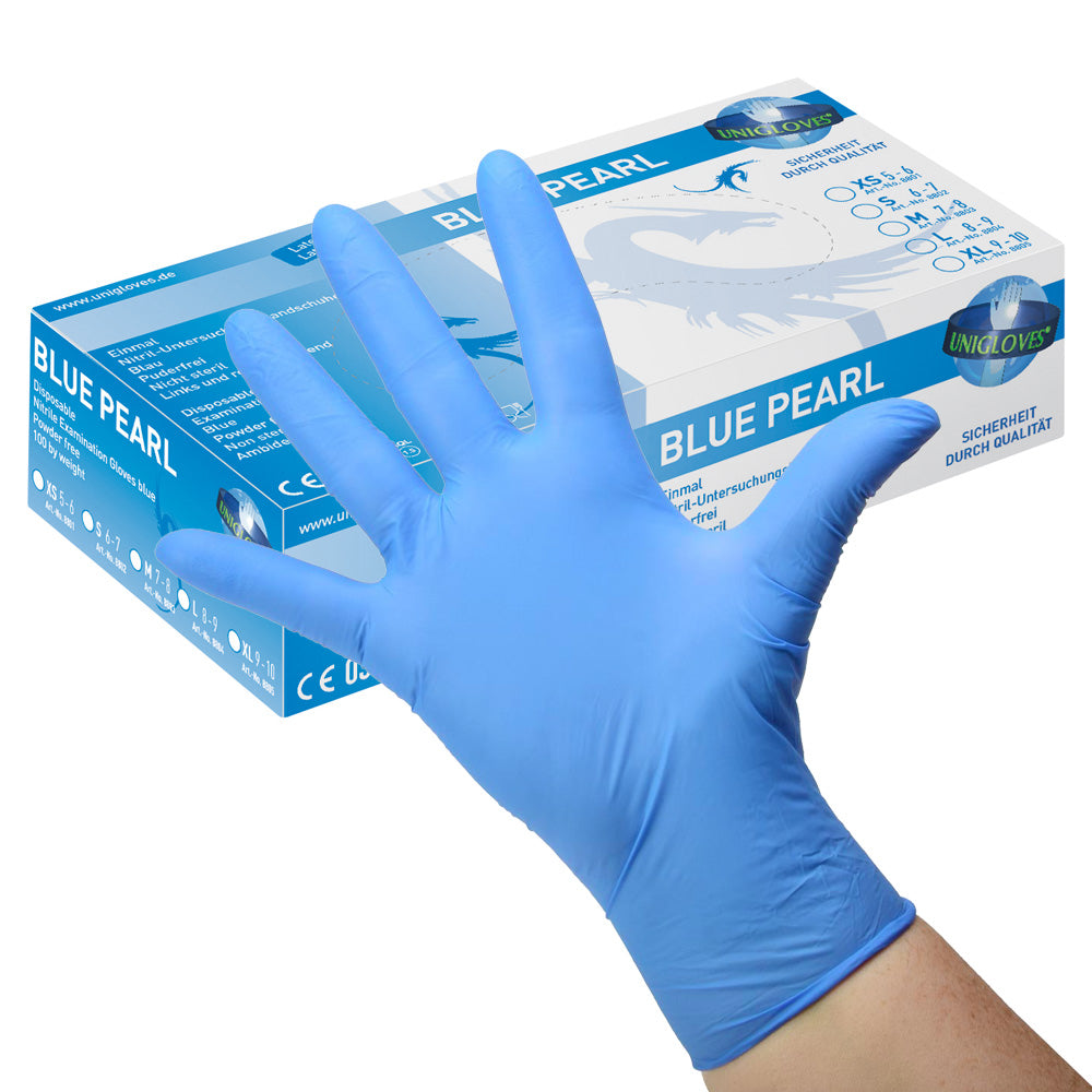 Unigloves nitrile gloves 2 pieces/1 pair XS, Blue Pearl