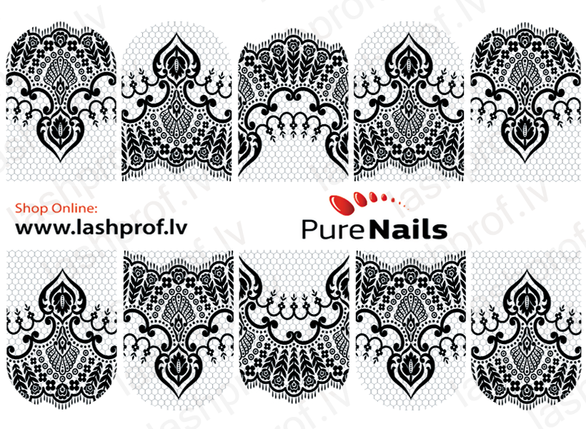 BIS Pure Nails  slider nail design sticker decal BLACK LACE, B11