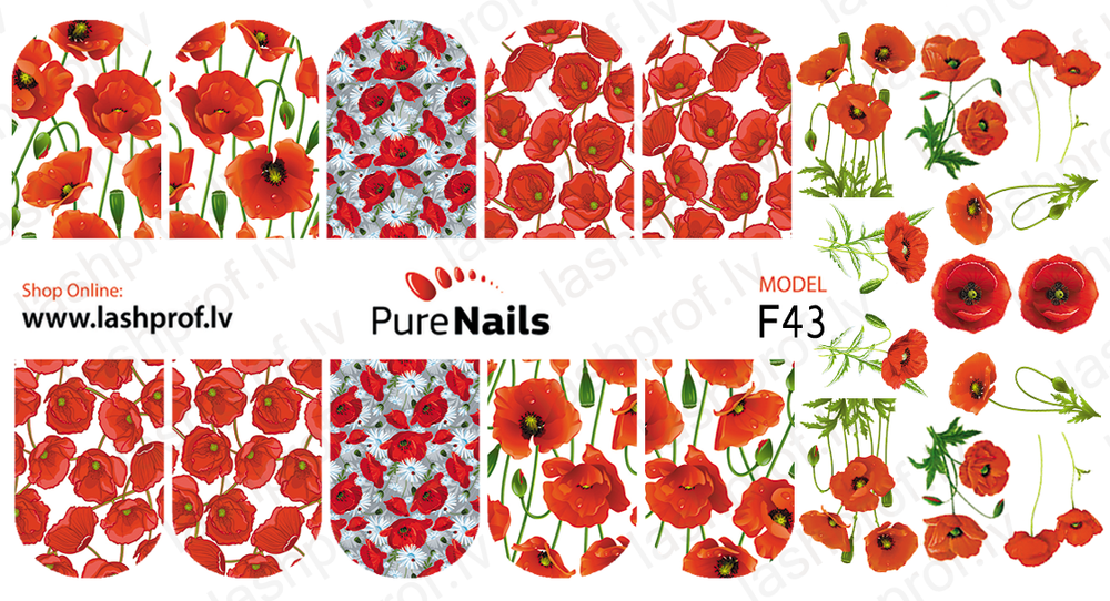 BIS Pure Nails slider nail design sticker decal FLOWERS, E12, F09, F13, F16, F17, F43 and F55