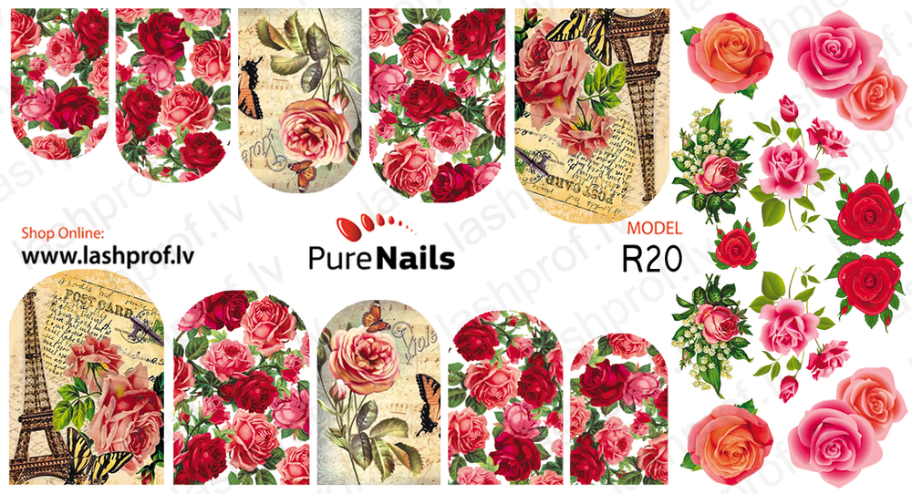 BIS Pure Nails water slider nail design sticker decal PARIS, models R20, R41 and O16