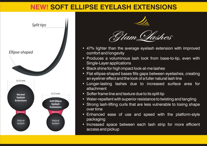 Final sale! Glam Lashes eyelash extensions FLAT ELLIPSE, 9-0.15-D
