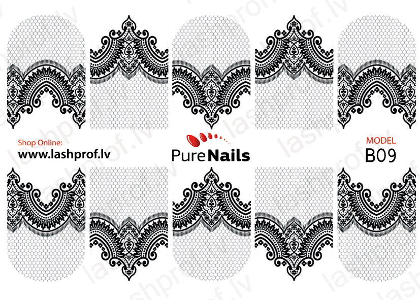 BIS Pure Nails  slider nail design sticker decal BLACK LACE, B09