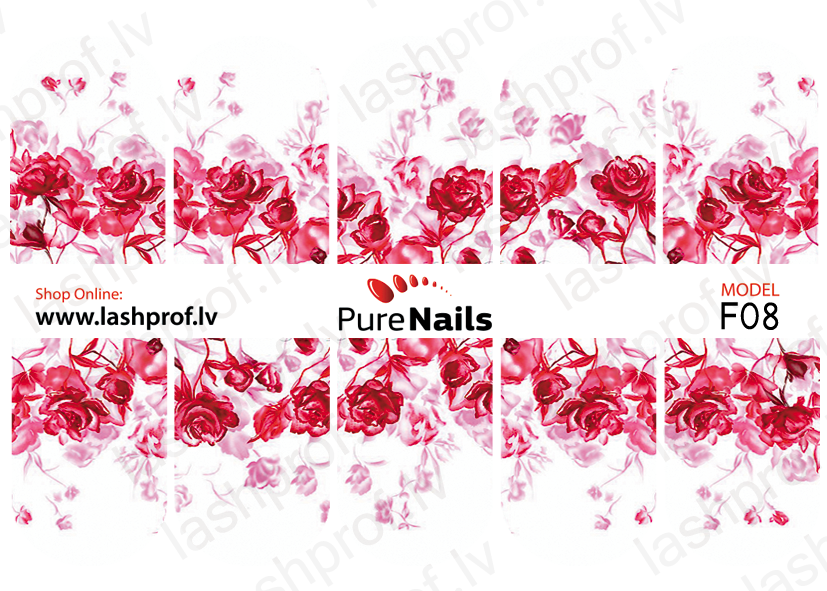BIS Pure Nails slider nail design sticker PINK FLOWERS, models F08, F24, F61 and F66