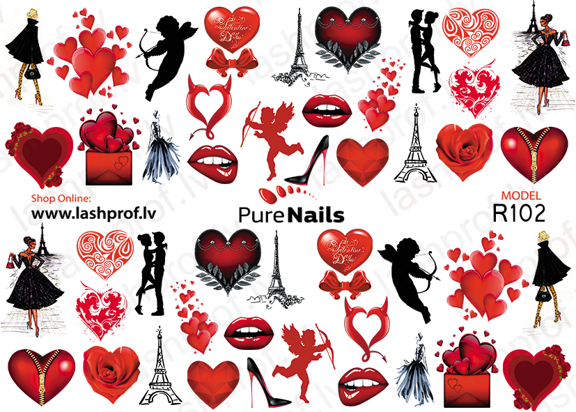 BIS Pure Nails slider nail design sticker decal LOVE, models F48, K07, R02, R35 and R102