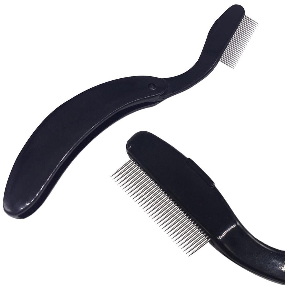 Foldable lash & brow comb BLACK, with metal teeth