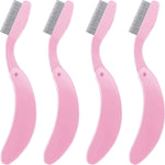 Foldable lash & brow comb PINK, with metal teeth