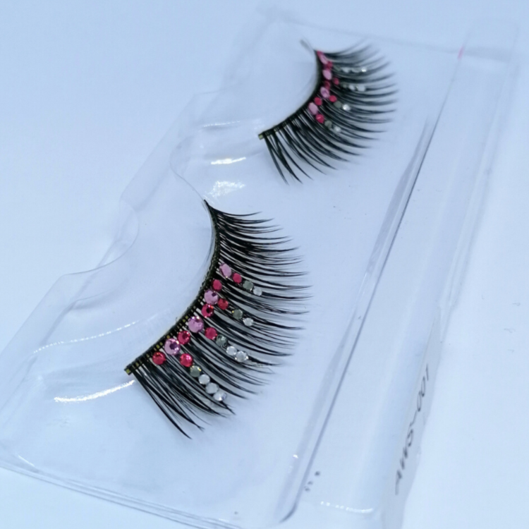 Strip flare lashes in line for make-up, PINK CRYSTALS
