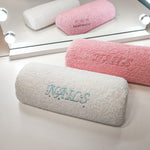 Manicure pad cushion, white or pink with embroidery