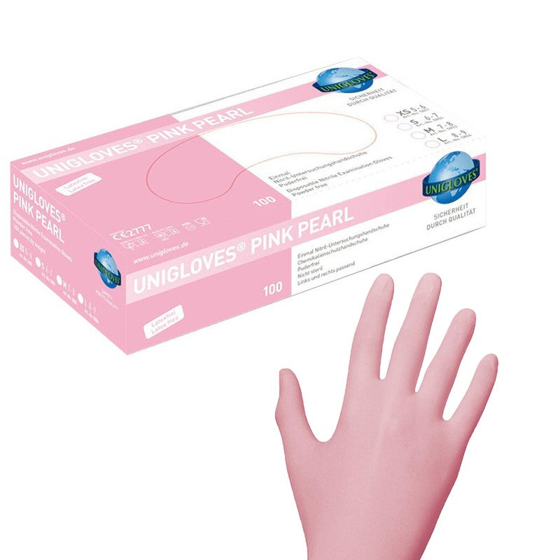 Unigloves Nitrile gloves 2 pcs/1 pair XS, S or M, PINK Pearl
