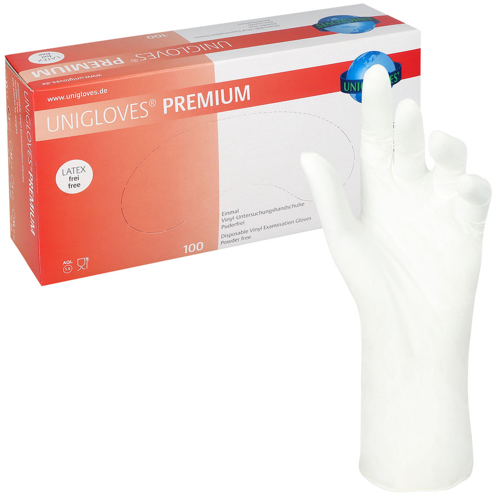 Unigloves vinyl disposable gloves pack of 100, L size